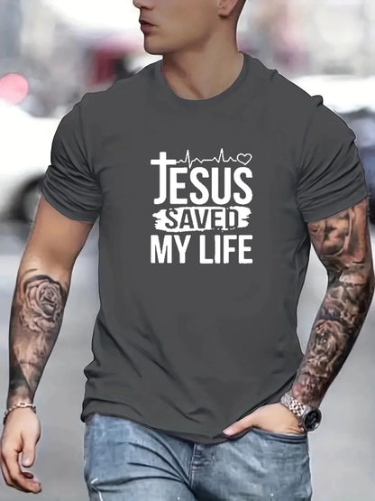 JESUS SAVED MY LIFE T-Shirt – Casual Christian Tee for Men