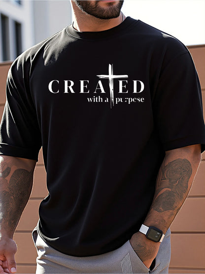 “Created With a Purpose Men’s Christian T-Shirt | Faith Cross Tee | Inspirational Scripture Shirt by Gather & Co. LLC”