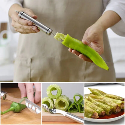 Stainless Steel Pepper & Zucchini Corer – Serrated Kitchen Tool