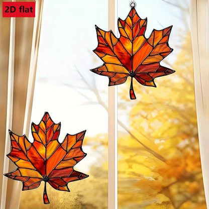 Thanksgiving Acrylic Maple Leaf Light Catcher – Autumn Home & Door Decor Gift