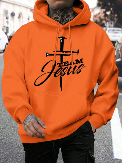 Team Jesus Men’s Christian Hoodie – Cross Design, Faith-Based Streetwear, Casual Hooded Sweatshirt