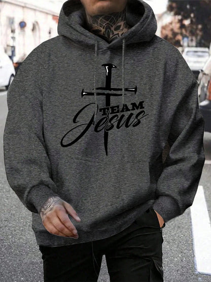 Team Jesus Men’s Christian Hoodie – Cross Design, Faith-Based Streetwear, Casual Hooded Sweatshirt