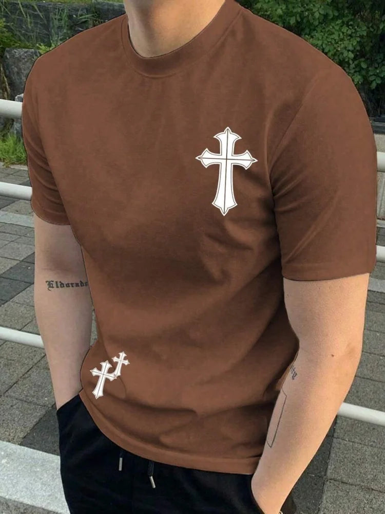 “3D Cross Print Men’s T-Shirt | Christian Streetwear Faith Tee | Gather & Co. LLC”