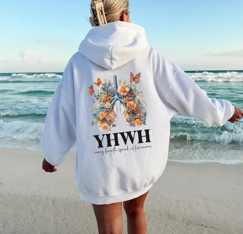 “YHWH Floral Faith Hoodie | Women’s Christian Hoodie | Yahweh Bible Verse Sweatshirt | Gather & Co. LLC”