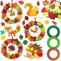 131-Piece DIY Fall Wreath Craft Kit – Autumn Felt Leaves, Foam Supplies & Thanksgiving Art Set for Kids & Adults