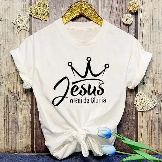 Jesus is King | O Rei da Glória Christian T-Shirt – Summer Faith Graphic T-Shirt
