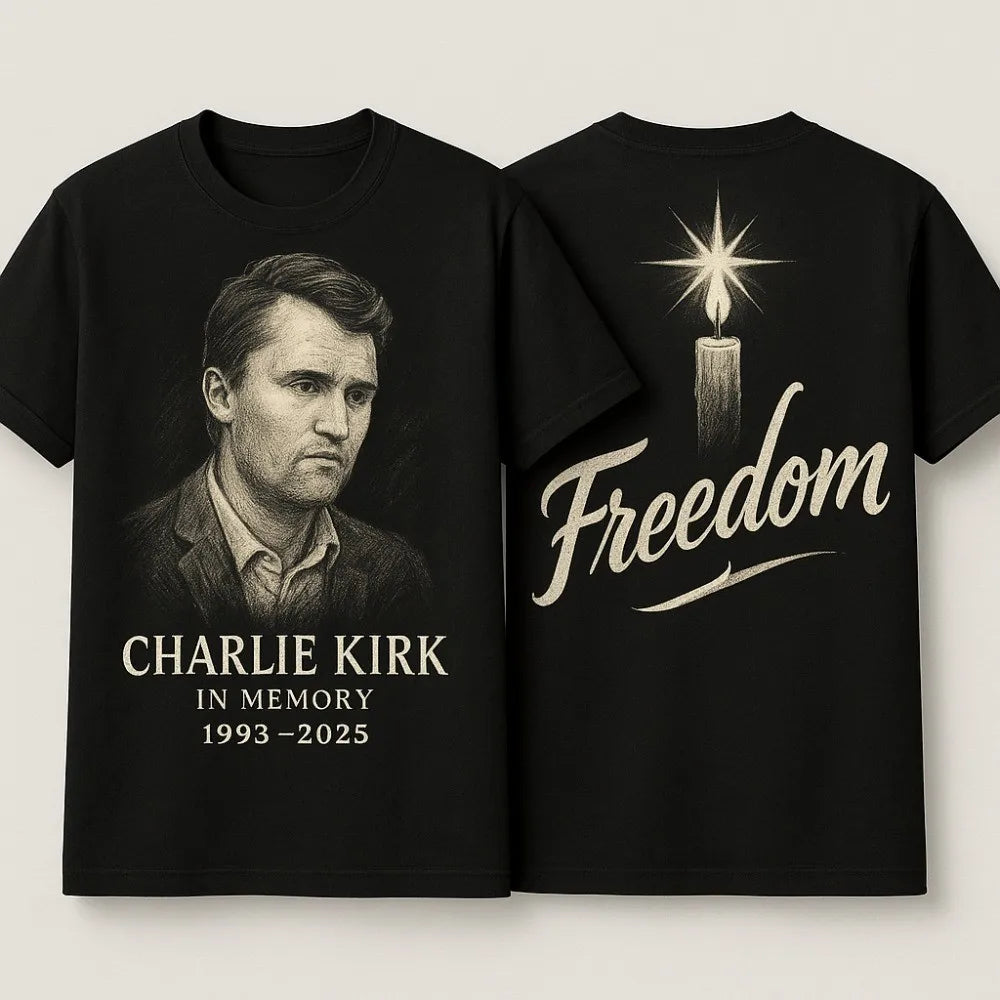 Charlie Kirk Freedom Memorial TShirt Always Remember Charlie Shirt RIP 1993-2025 Memorial Clothing Patriot Mens Womens Tee Tops