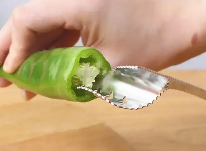 Stainless Steel Pepper & Zucchini Corer – Serrated Kitchen Tool