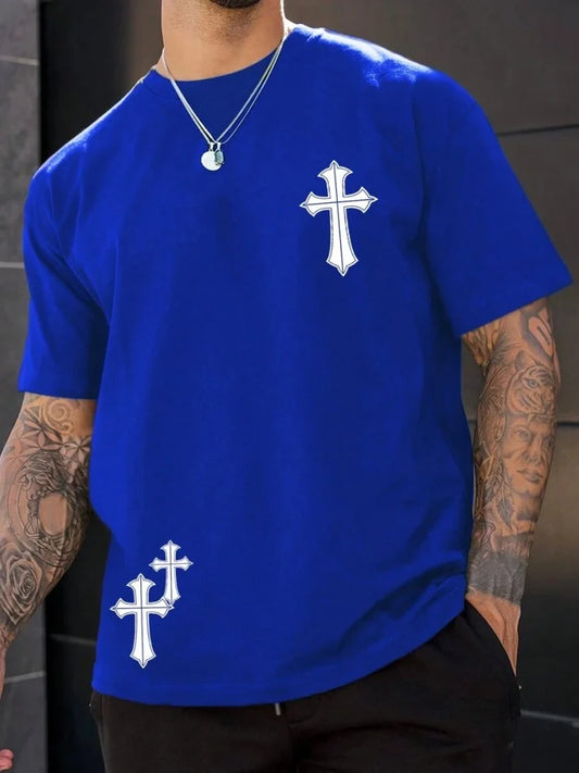 “3D Cross Print Men’s T-Shirt | Christian Streetwear Faith Tee | Gather & Co. LLC”