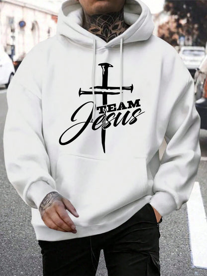 Team Jesus Men’s Christian Hoodie – Cross Design, Faith-Based Streetwear, Casual Hooded Sweatshirt
