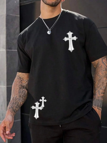 “3D Cross Print Men’s T-Shirt | Christian Streetwear Faith Tee | Gather & Co. LLC”