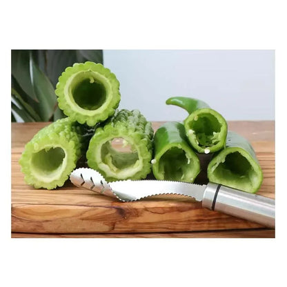 Stainless Steel Pepper & Zucchini Corer – Serrated Kitchen Tool
