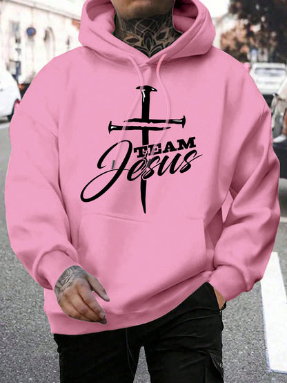 Team Jesus Men’s Christian Hoodie – Cross Design, Faith-Based Streetwear, Casual Hooded Sweatshirt
