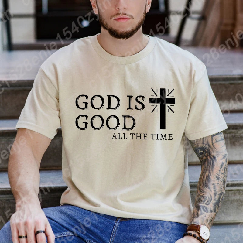 God Is Good All the Time – Men’s Christian T-Shirt | Faith-Based Black Tee
