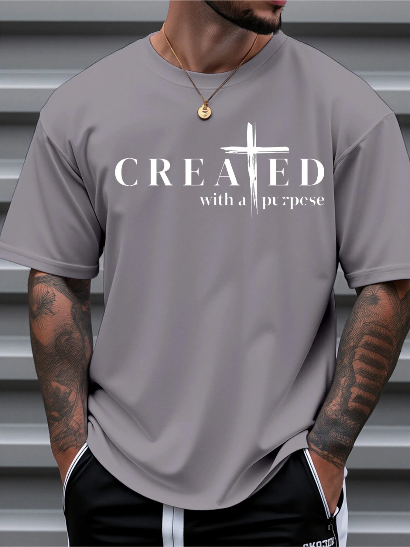 “Created With a Purpose Men’s Christian T-Shirt | Faith Cross Tee | Inspirational Scripture Shirt by Gather & Co. LLC”