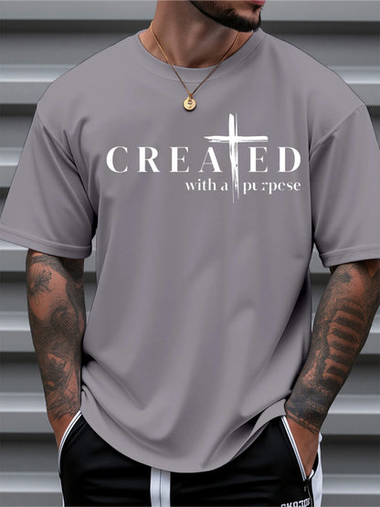 “Created With a Purpose Men’s Christian T-Shirt | Faith Cross Tee | Inspirational Scripture Shirt by Gather & Co. LLC”