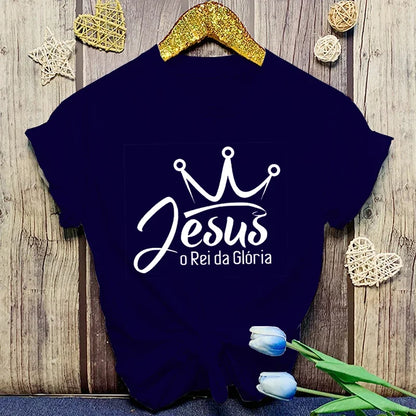 Jesus is King | O Rei da Glória Christian T-Shirt – Summer Faith Graphic T-Shirt