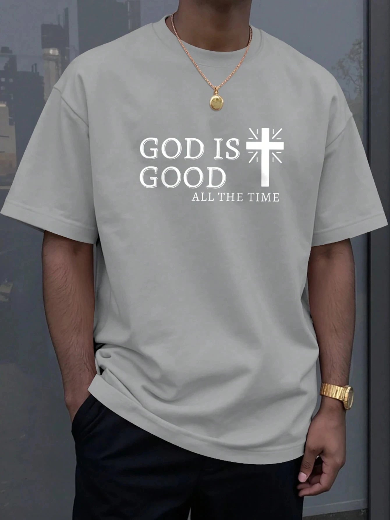 “God Is Good All The Time T-Shirt | Men’s Christian Faith Tee with Cross Design | Gather & Co. LLC”