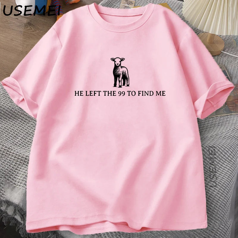 He Left the 99” Christian Bible Verse T-Shirt for Men – Faith-Based Graphic Tee, Short Sleeve, Cotton