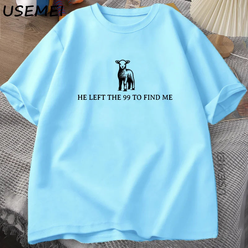 He Left the 99” Christian Bible Verse T-Shirt for Men – Faith-Based Graphic Tee, Short Sleeve, Cotton