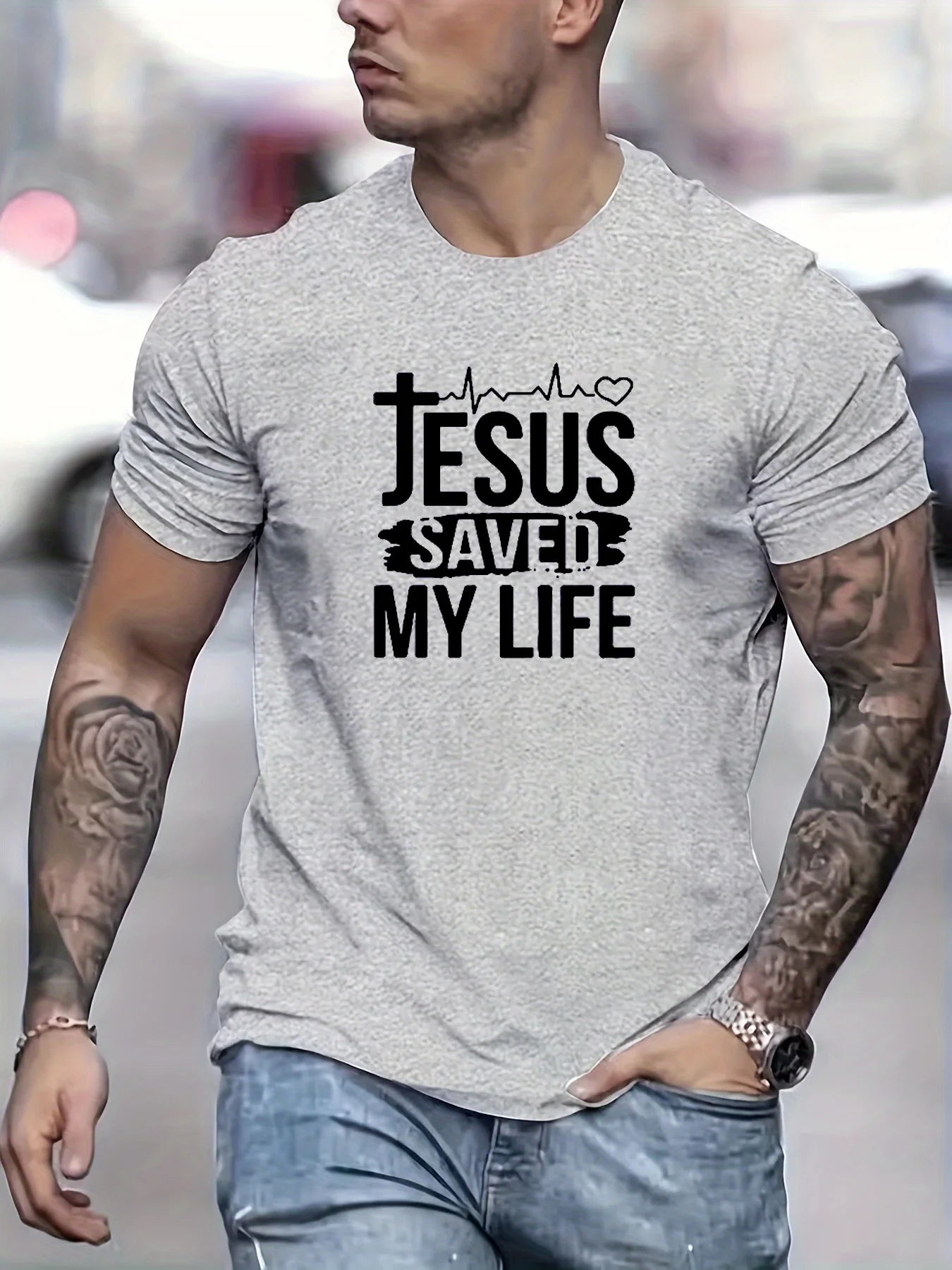 JESUS SAVED MY LIFE T-Shirt – Casual Christian Tee for Men