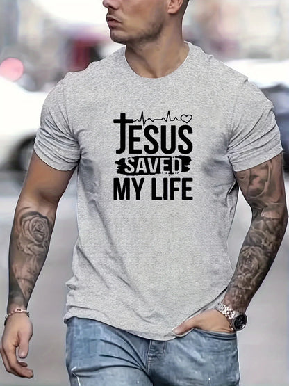 JESUS SAVED MY LIFE T-Shirt – Casual Christian Tee for Men