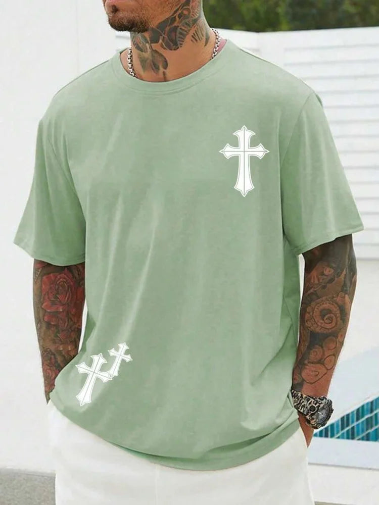 “3D Cross Print Men’s T-Shirt | Christian Streetwear Faith Tee | Gather & Co. LLC”