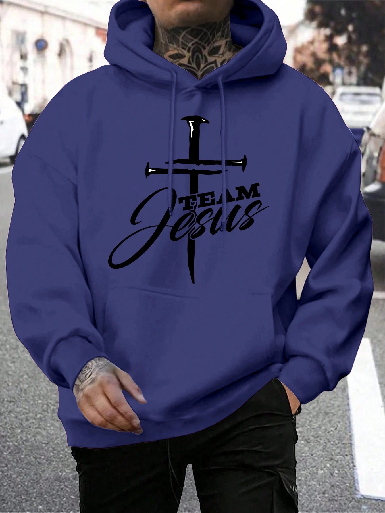 Team Jesus Men’s Christian Hoodie – Cross Design, Faith-Based Streetwear, Casual Hooded Sweatshirt