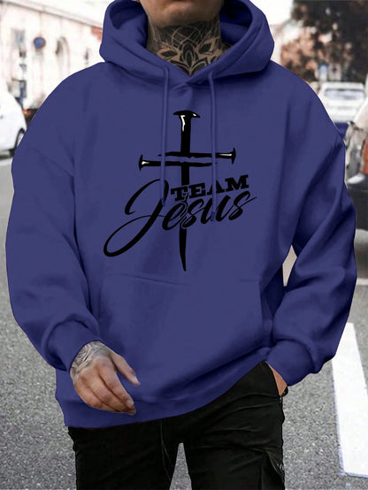 Team Jesus Men’s Christian Hoodie – Cross Design, Faith-Based Streetwear, Casual Hooded Sweatshirt