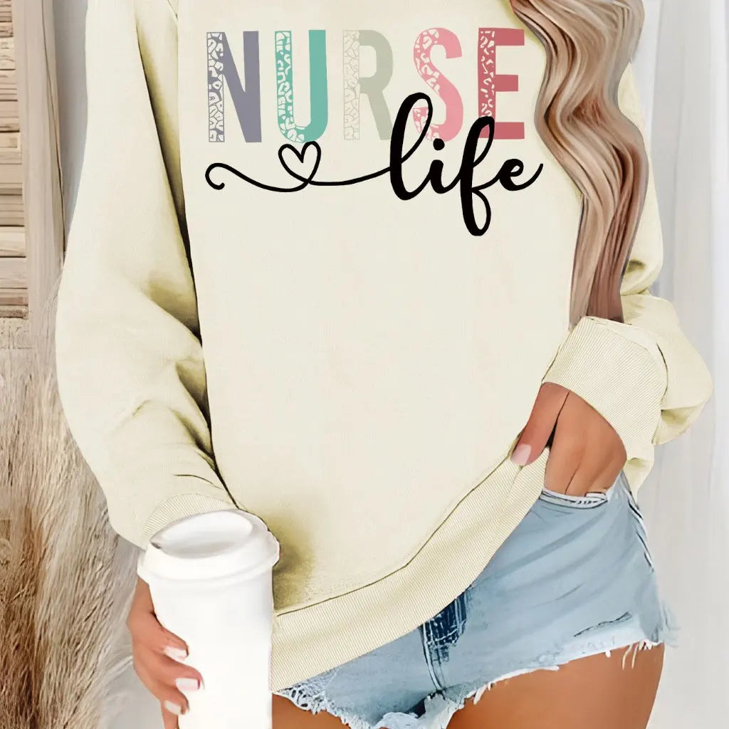 “Nurse Life Sweatshirt | Cozy Graphic Crewneck for Women | Gather & Co. LLC”