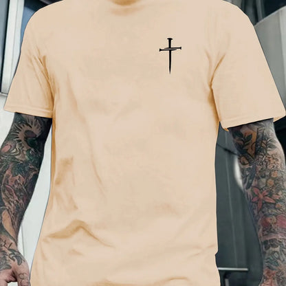 Men’s Faith Cross T-Shirt – Casual Summer Cotton Tee with Simple Christian Design