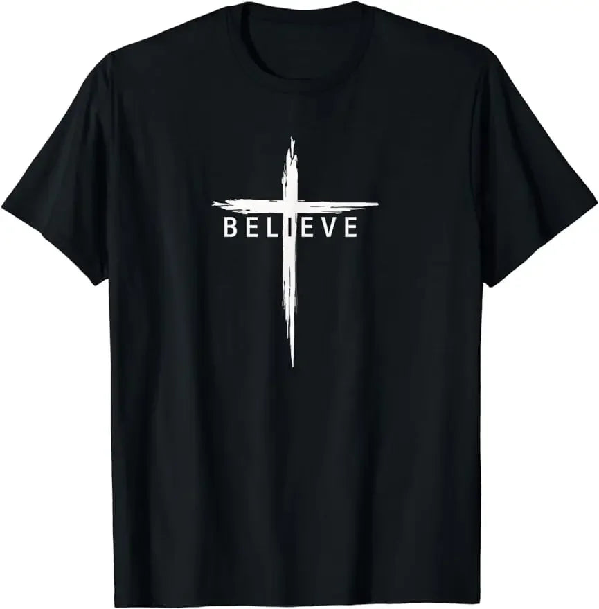Believe Christian T-Shirt — Unisex Cross Design | Minimalist Faith Tee for Men & Women