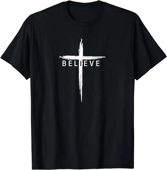 Believe Christian T-Shirt — Unisex Cross Design | Minimalist Faith Tee for Men & Women