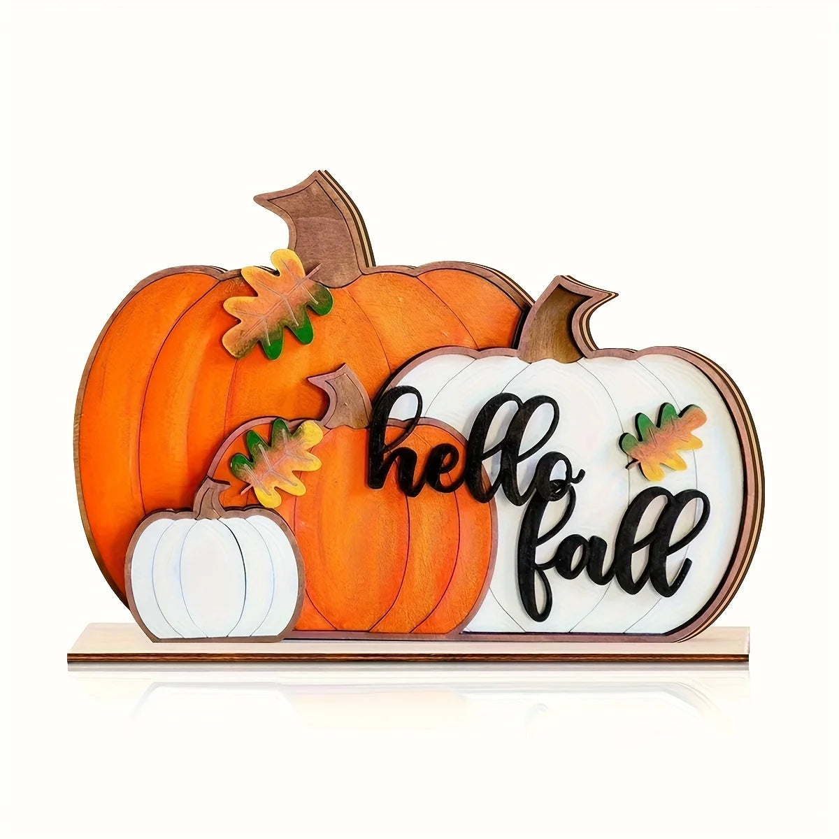 “Hello Fall” Rustic Wooden Sign – Autumn Pumpkin Block Decor for Farmhouse Kitchen & Home