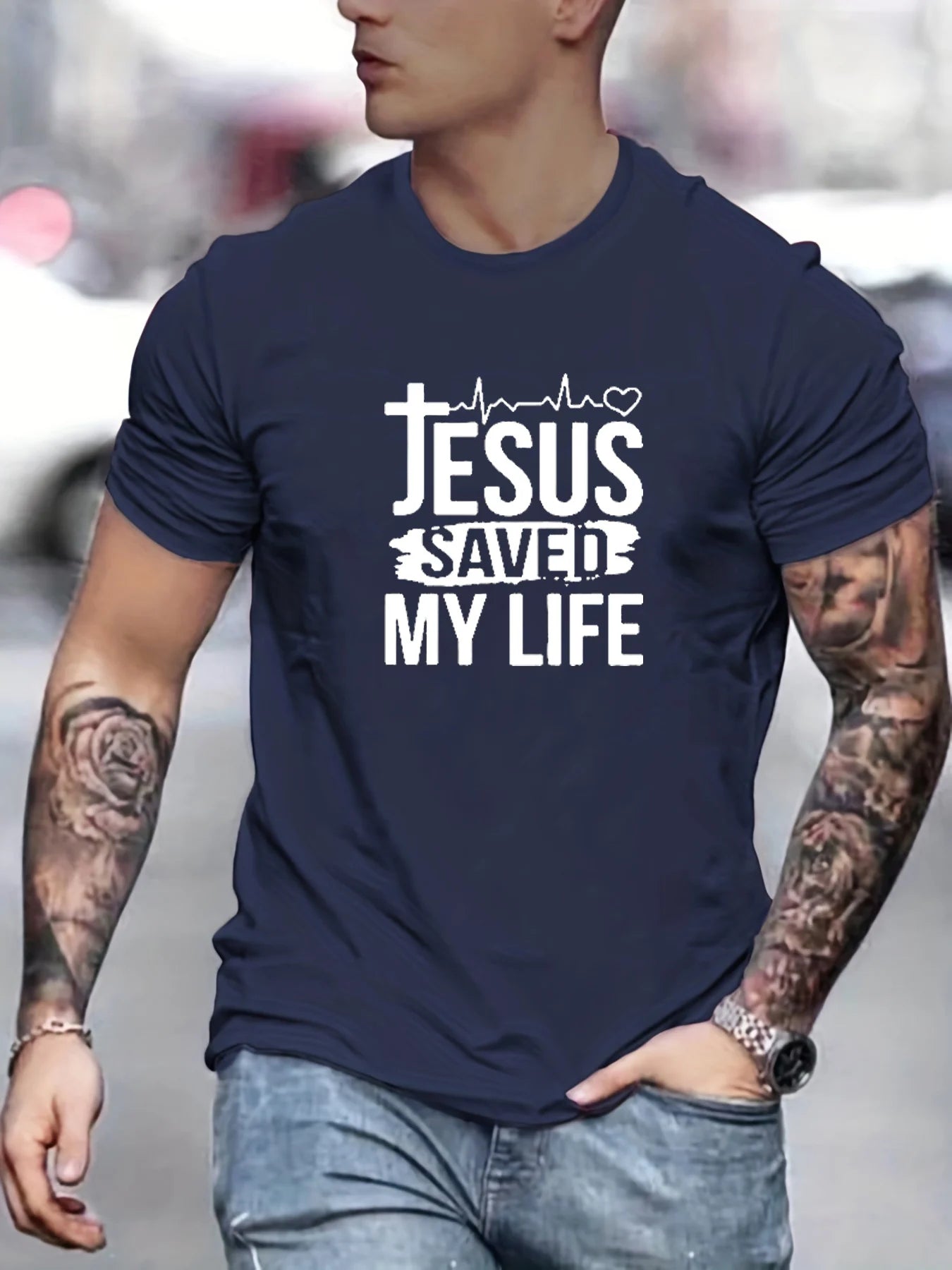 JESUS SAVED MY LIFE T-Shirt – Casual Christian Tee for Men
