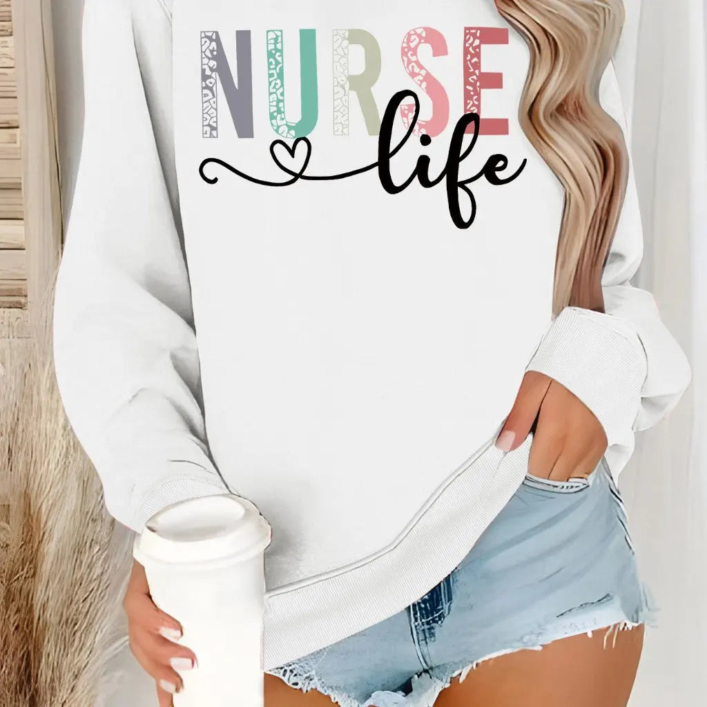 “Nurse Life Sweatshirt | Cozy Graphic Crewneck for Women | Gather & Co. LLC”