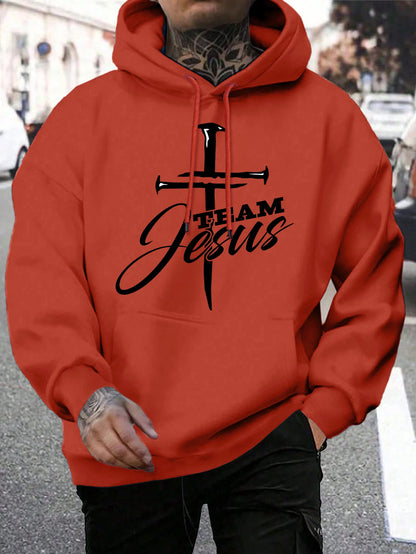 Team Jesus Men’s Christian Hoodie – Cross Design, Faith-Based Streetwear, Casual Hooded Sweatshirt
