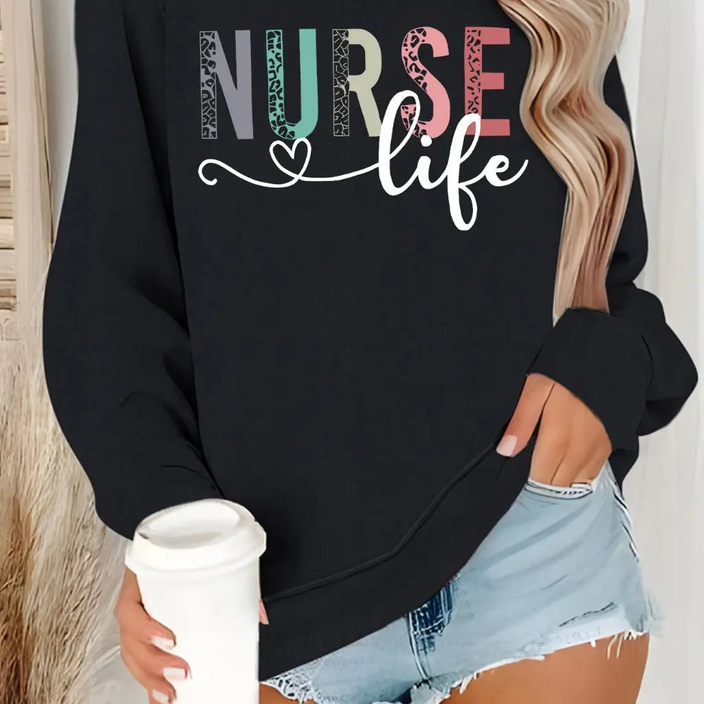 “Nurse Life Sweatshirt | Cozy Graphic Crewneck for Women | Gather & Co. LLC”