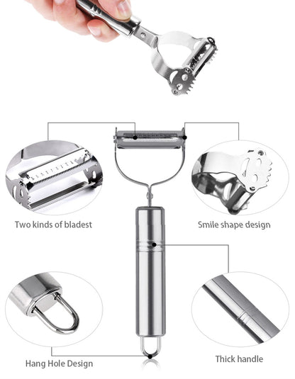 Stainless Steel Vegetable & Fruit Peeler – Julienne & Grater Slicer