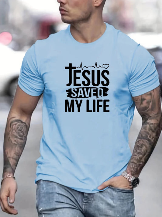 JESUS SAVED MY LIFE T-Shirt – Casual Christian Tee for Men