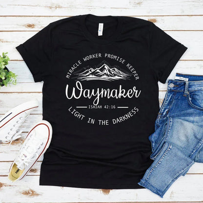 faith tee, waymaker shirt, Christian T-shirt, women’s graphic tee, religious apparel, inspirational shirt, modest fashion, Jesus shirt