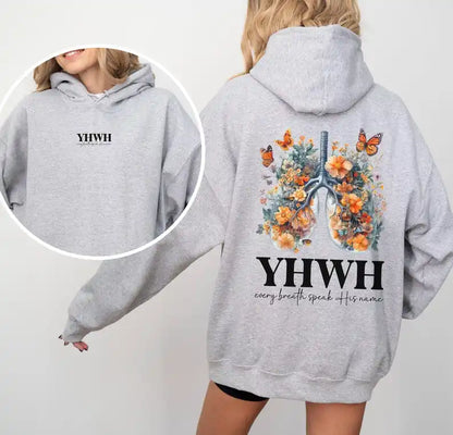 “YHWH Floral Faith Hoodie | Women’s Christian Hoodie | Yahweh Bible Verse Sweatshirt | Gather & Co. LLC”