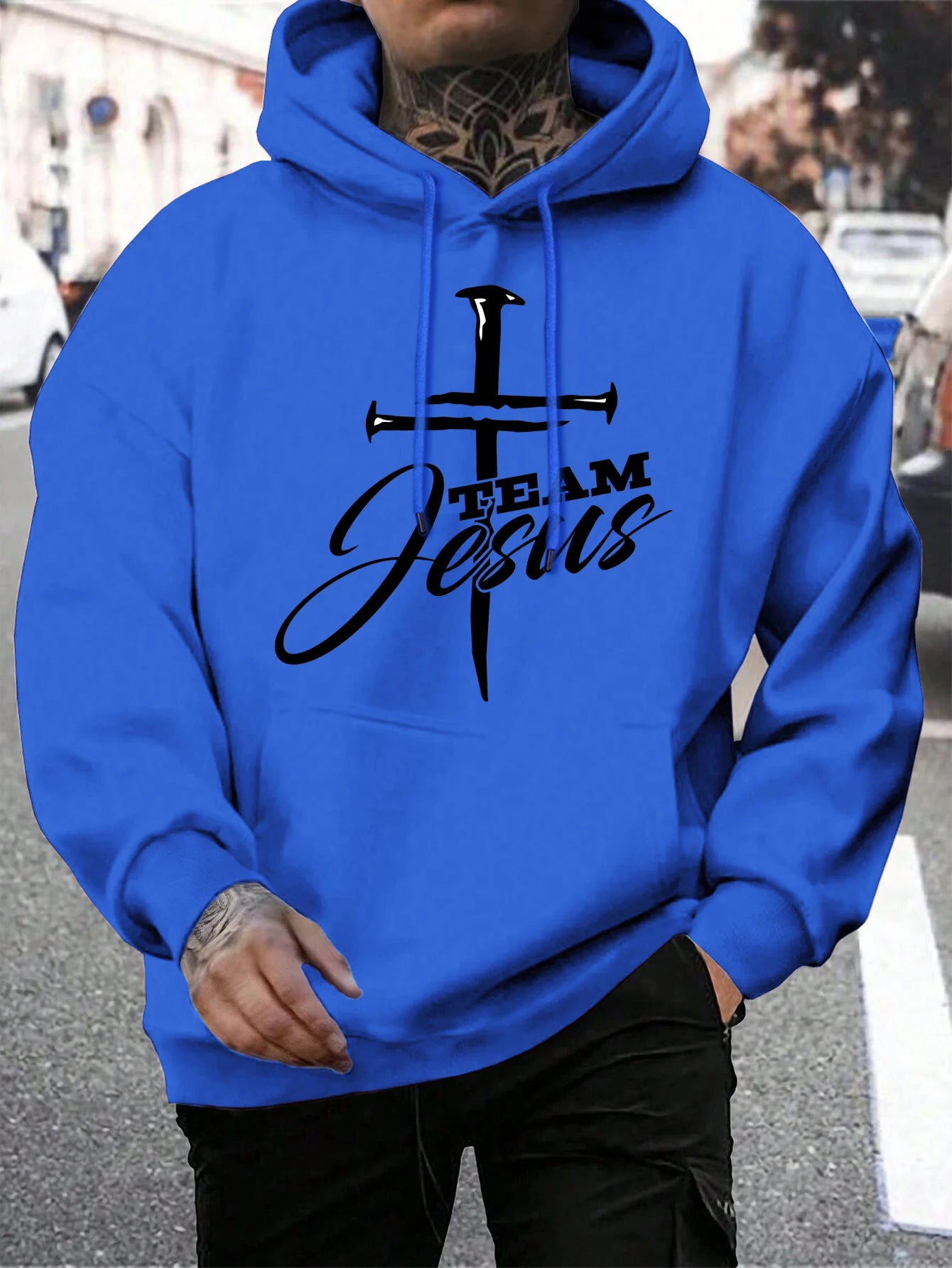 Team Jesus Men’s Christian Hoodie – Cross Design, Faith-Based Streetwear, Casual Hooded Sweatshirt