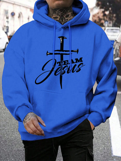 Team Jesus Men’s Christian Hoodie – Cross Design, Faith-Based Streetwear, Casual Hooded Sweatshirt