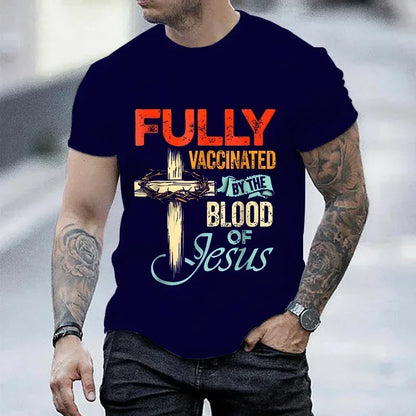 “Fully Vaccinated by the Blood of Jesus T-Shirt | Men’s Christian Faith Tee | Gather & Co. LLC”