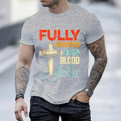 “Fully Vaccinated by the Blood of Jesus T-Shirt | Men’s Christian Faith Tee | Gather & Co. LLC”